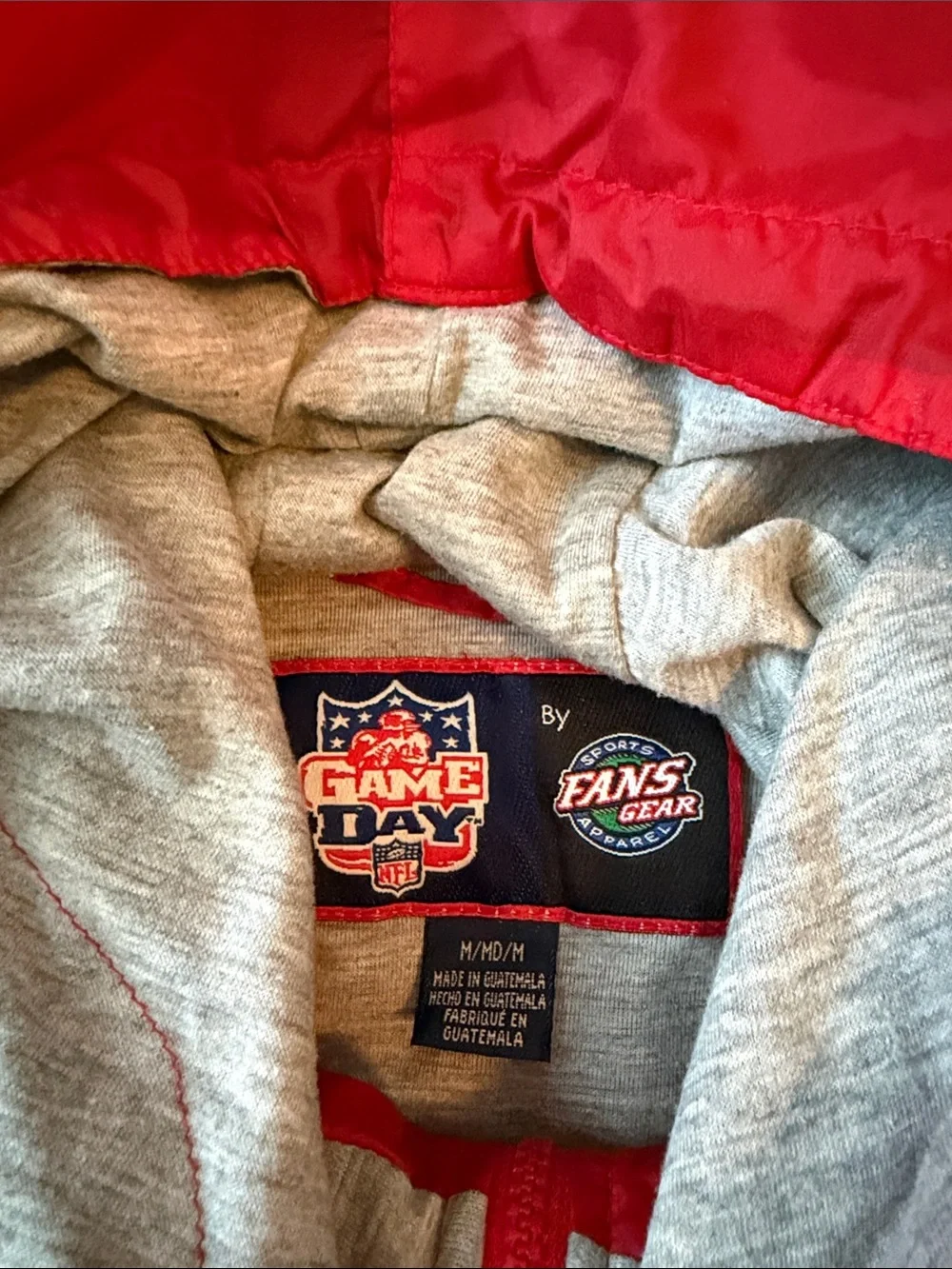 Vintage NFL game day Kansas City Chiefs Red Black Hooded Bomber Jacket fan gear